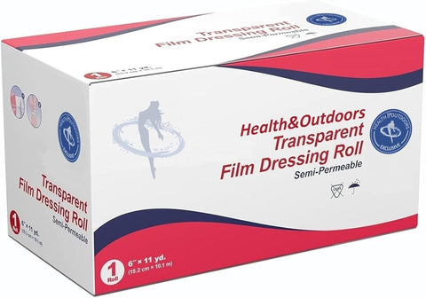HEALTH & OUTDOORS Transparent Thin Film Dressing Roll 6" by 11 Yard for Wound and Tattoo Aftercare