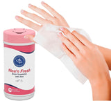 HAO Nice 'n Fresh Moist Towelettes Refreshing Skin Cleansing Wipes With Aloe and Lanolin (70 Count) Travel Tub