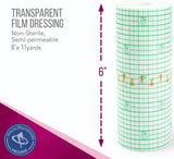 HEALTH & OUTDOORS Transparent Thin Film Dressing Roll 6" by 11 Yard for Wound and Tattoo Aftercare