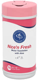 HAO Nice 'n Fresh Moist Towelettes Refreshing Skin Cleansing Wipes With Aloe and Lanolin (70 Count) Travel Tub