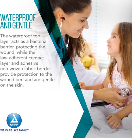 Dynarex DynaGuard Waterproof Dressings, Sterile, Four-Layer Composite Dressing, Protects and Offers Optimal Moist-Environment, Bordered - 6" x 6"