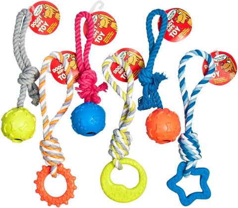 Rope Chew Toy, 2 Pack, Dog Chew Toy, Tough Rope with Ball Active Play (Colors May Vary)