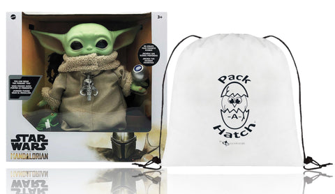 Disney Star Wars Mandalorian The Child Baby Yoda 11 Inch Plush Figure With Wearable Pendant, Accessories and Exclusive Pack-A-Hatch!
