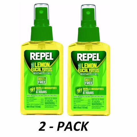 2pk Repel Lemon Eucalyptus Natural Insect Repellent 4-Ounce Pump Spray DEET-FREE