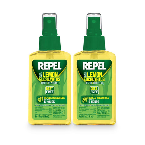 2-PACK Repel Lemon Eucalyptus Natural Insect Mosquito Repellent 4oz, Pump Spray