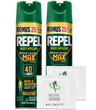 Repel Sportsmen Max Aerosol Insect Repellent Bonus, 40% Deet, 8.125 oz - 2 Count - with BONUS HealthandOutdoors Moist Towelettes