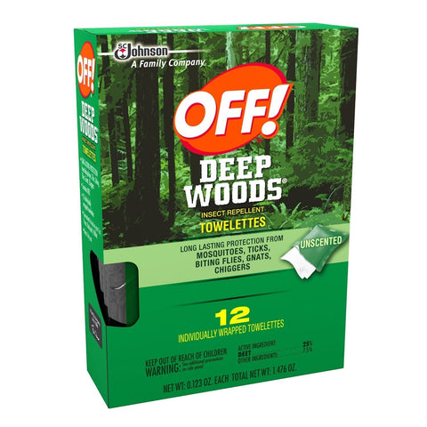 OFF! Insect Repellent Towelettes Deep Woods, .123 Oz (12 Wipes/Package)