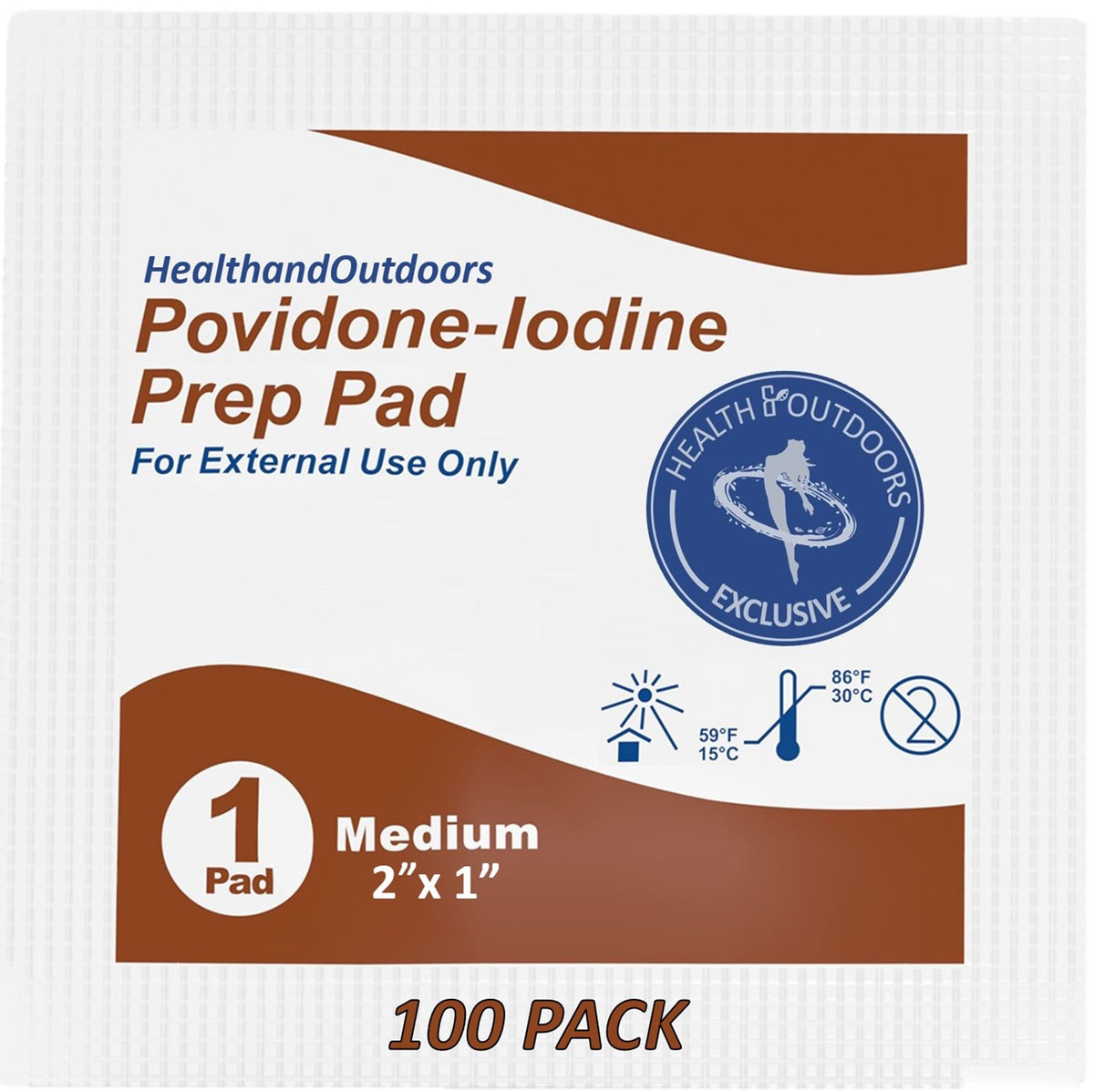 HAO Povidone-Iodine Prep Pads 100CT (100 Count), 10% Sol Disposable Individually Wrapped Wipes