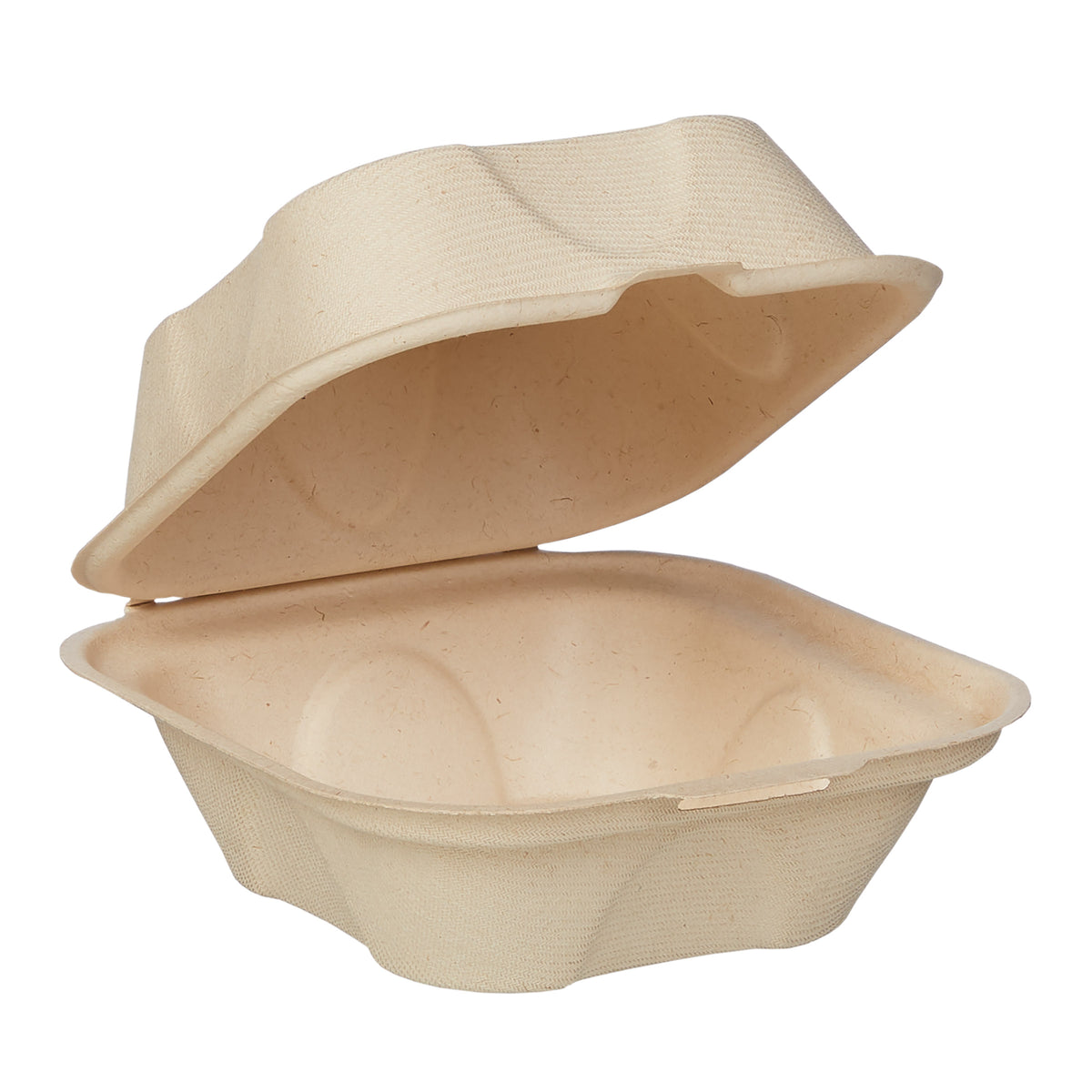 World Centric Compostable Fiber Burger Box, 6" x 6", Kraft, 100 ct - product image 3