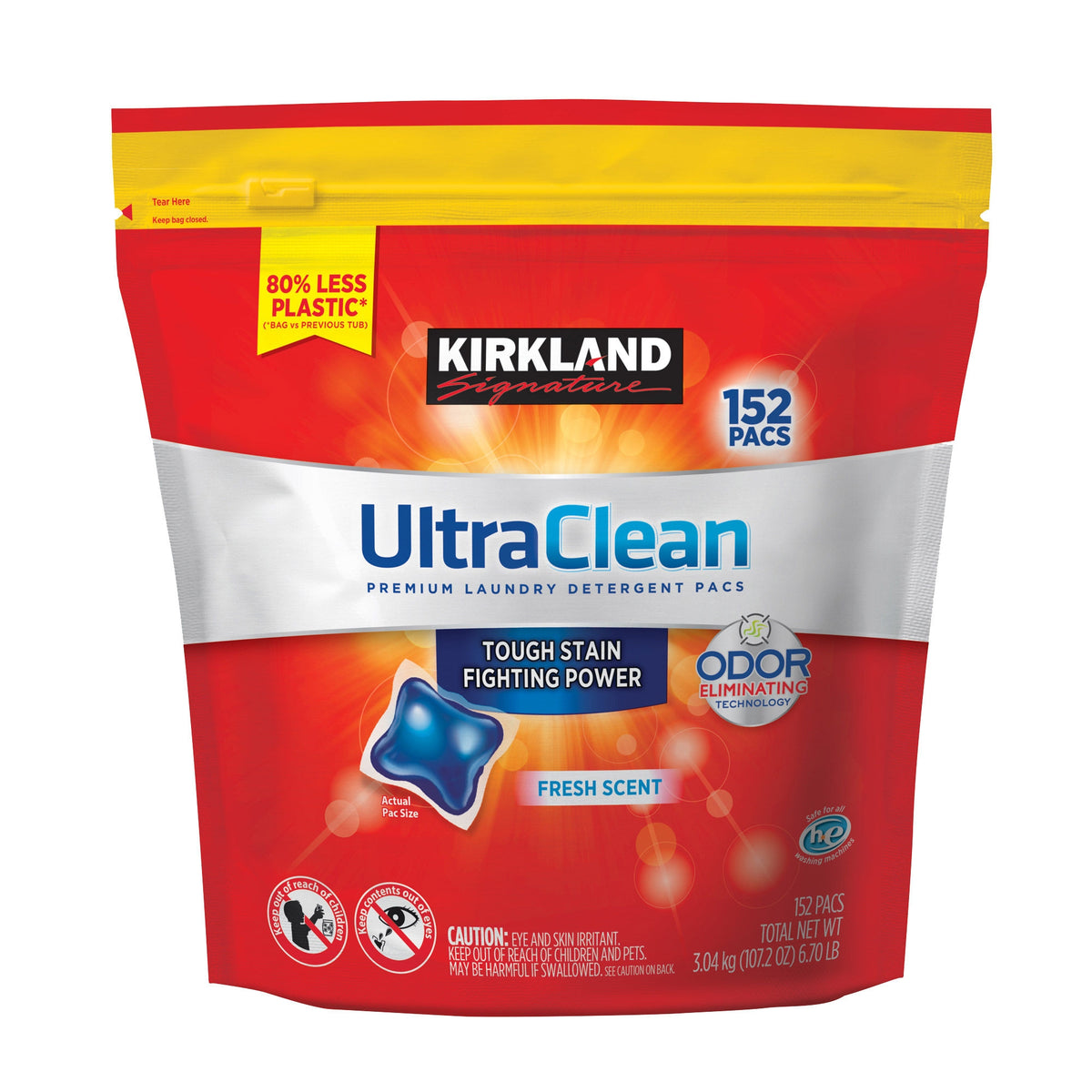 Kirkland Signature Pacs Laundry Detergent, Ultra Clean, HE Compatible, Fresh Scent, 152 ct - product image 5