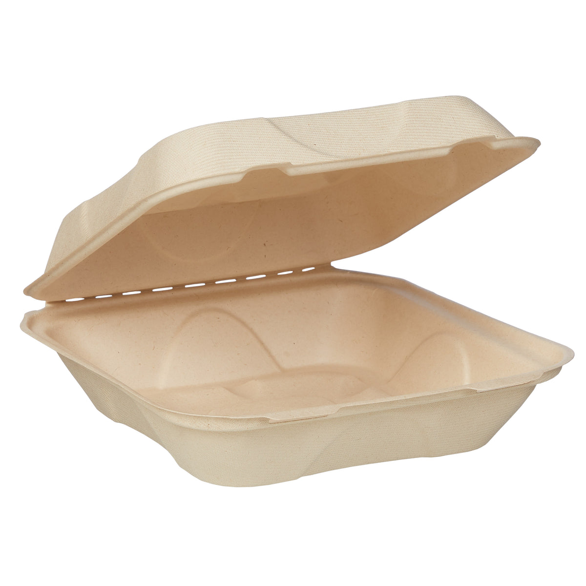 World Centric Compostable Fiber Clamshell Tray, 9" x 9", Kraft, 100 ct - product image 3