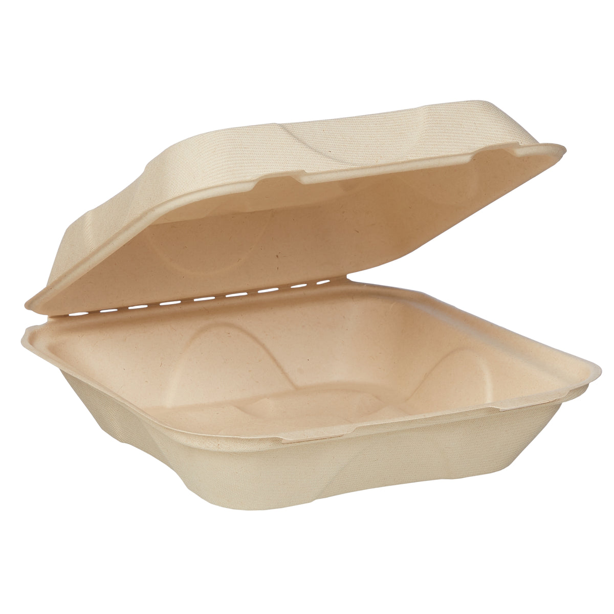 World Centric Compostable Fiber Clamshell Tray, 9" x 9", Kraft, 100 ct - product image 1