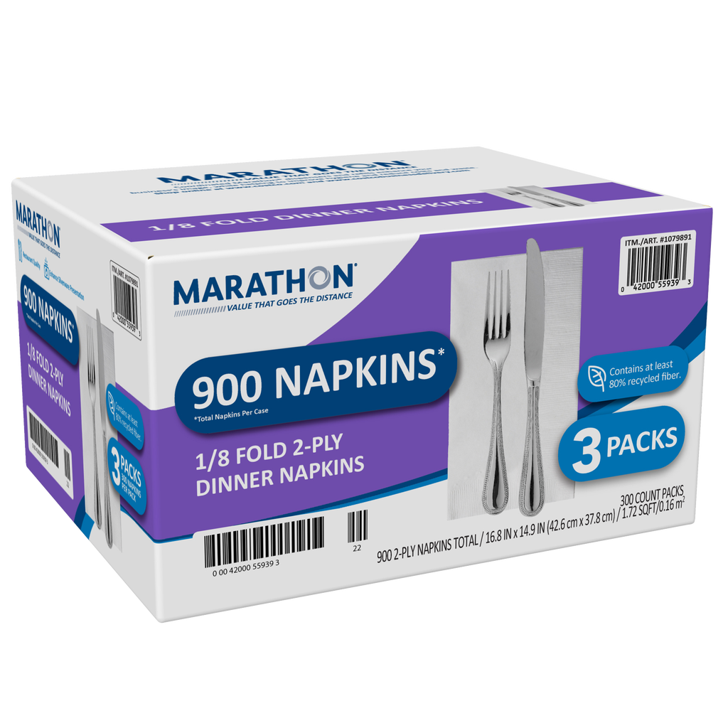 Marathon 900 white two-ply napkins