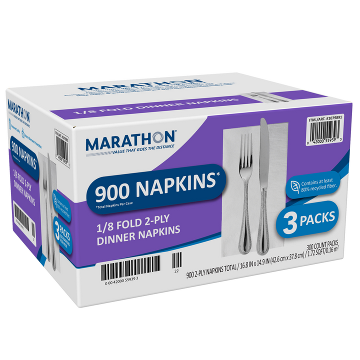 Marathon 900 white two-ply napkins