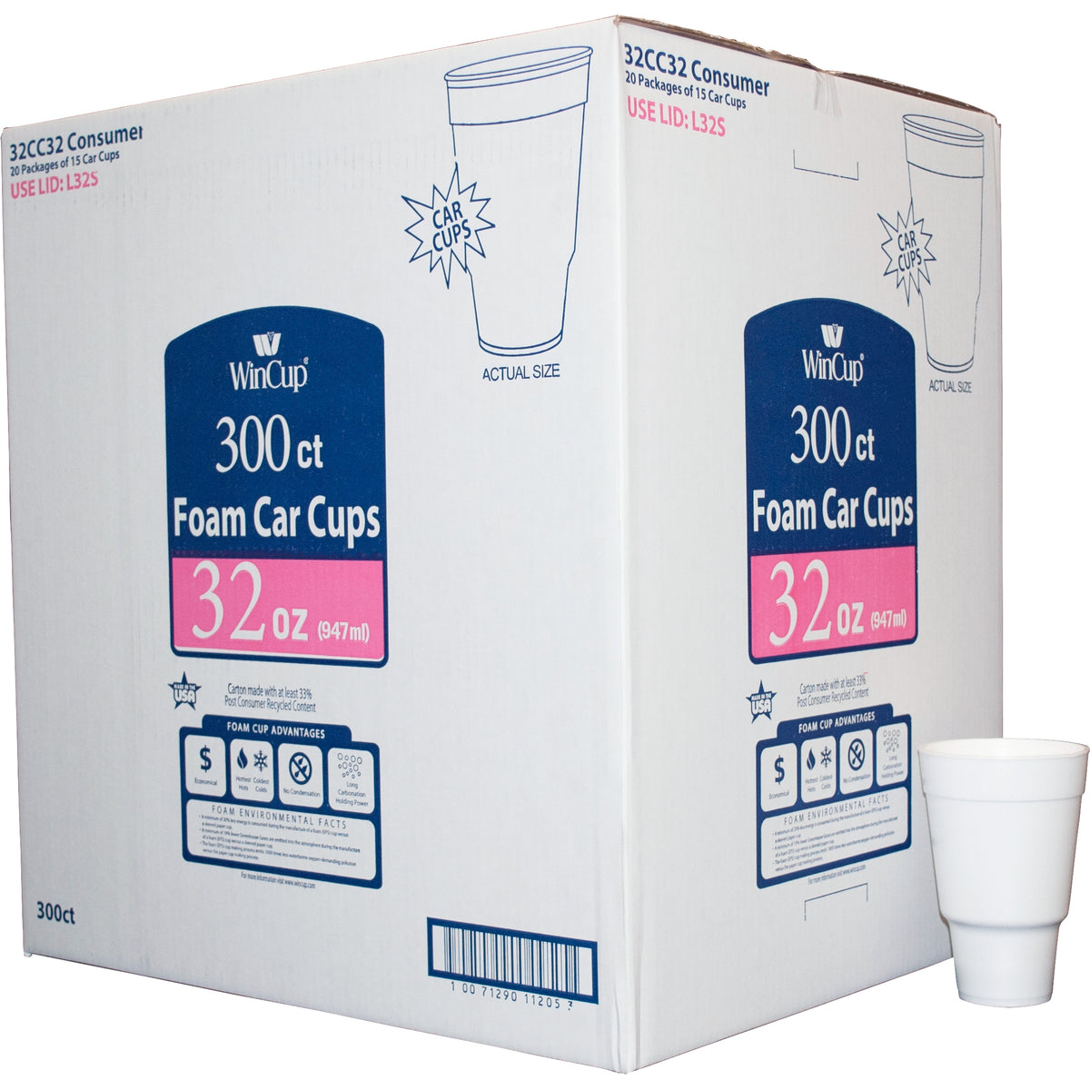 WinCup Foam Car Cups, 32 oz , 300 ct - product image 1