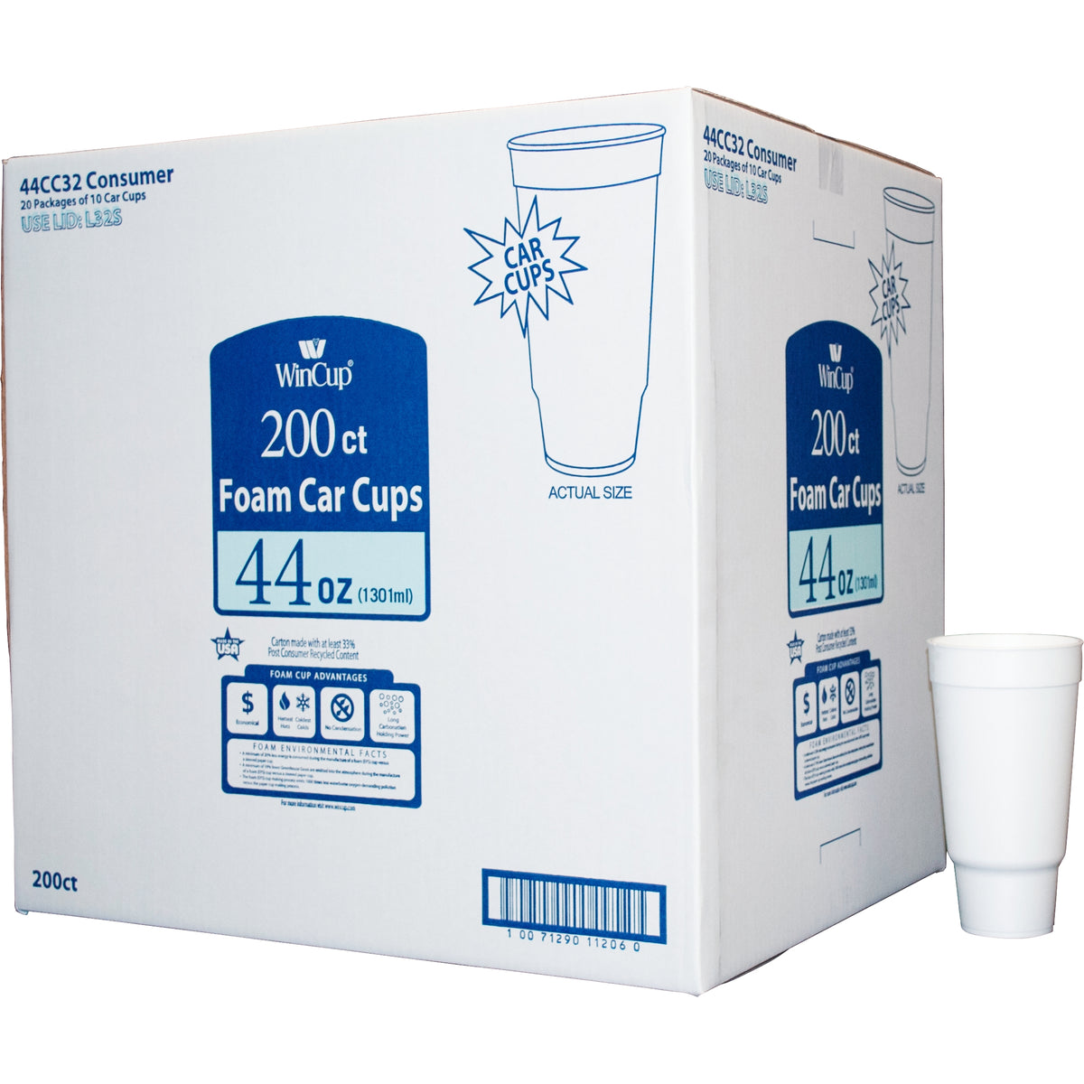 WinCup Foam Car Cups, 44 oz, 200 ct - product image 1
