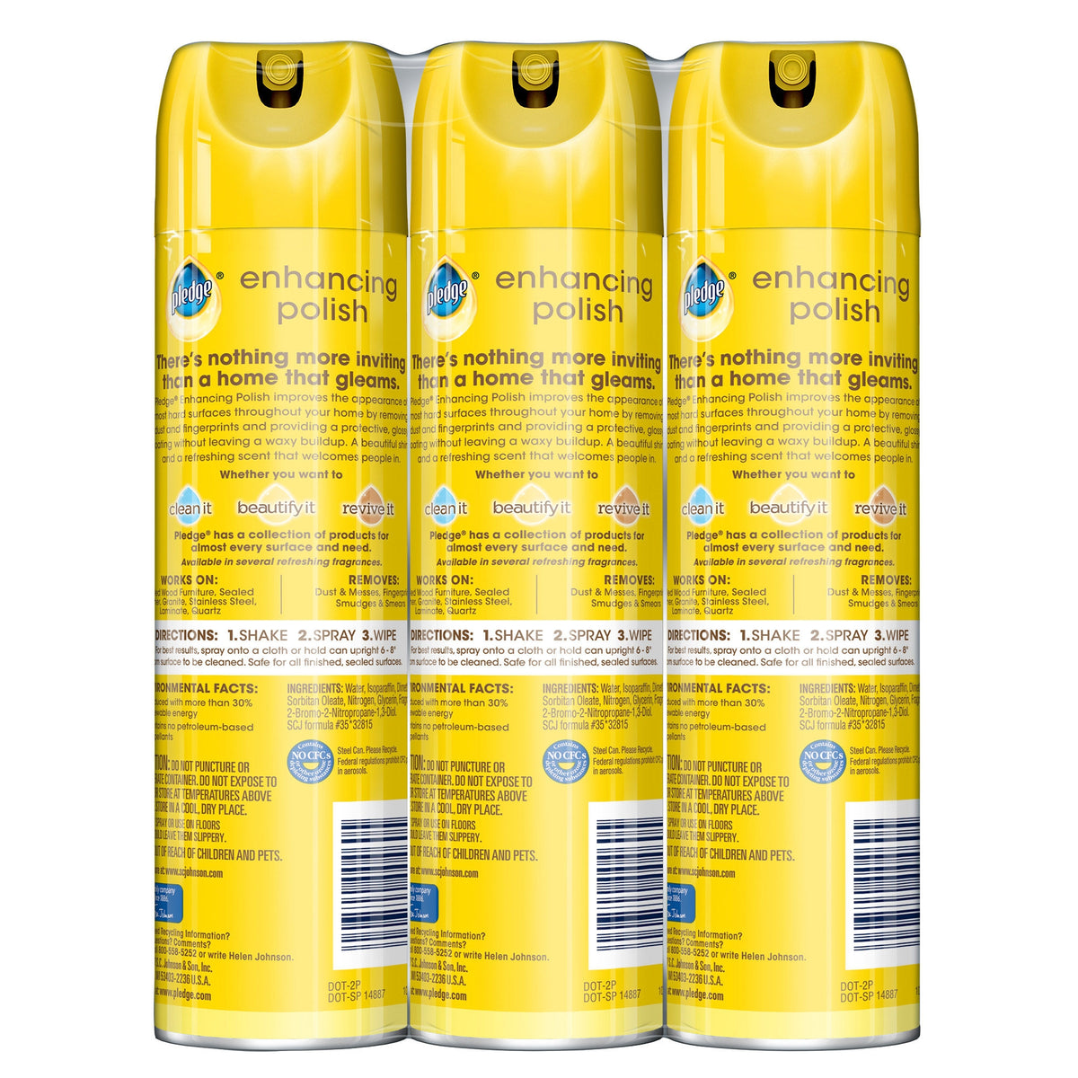Pledge Enhancing Polish, Lemon, 14.2 oz, 3 ct - product image 2