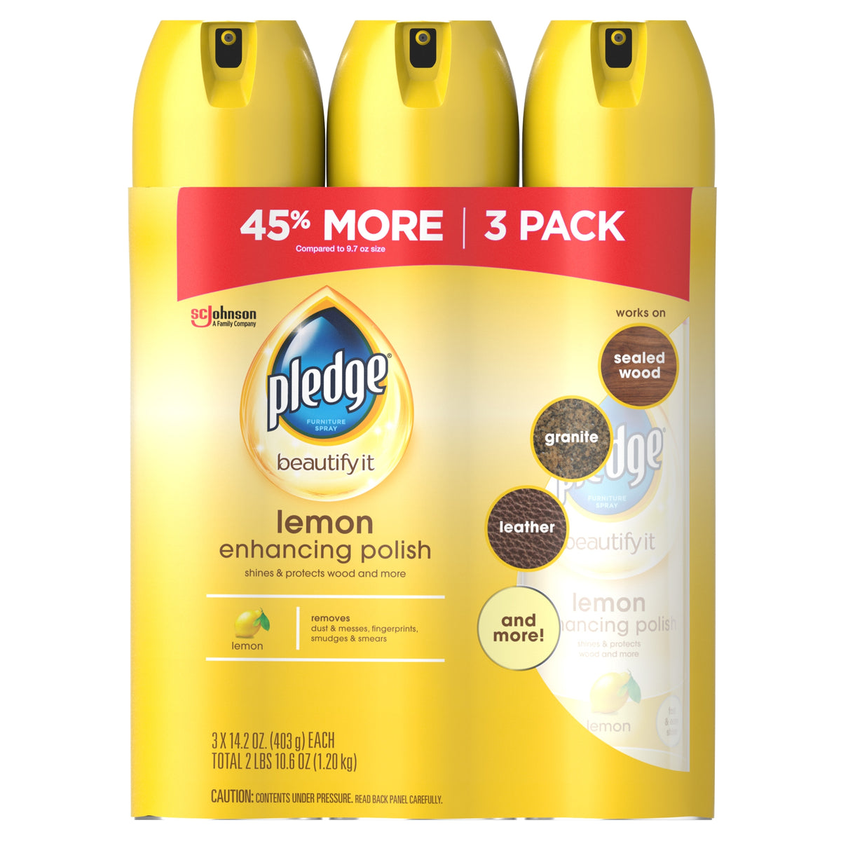 Pledge Enhancing Polish, Lemon, 14.2 oz, 3 ct - product image 1