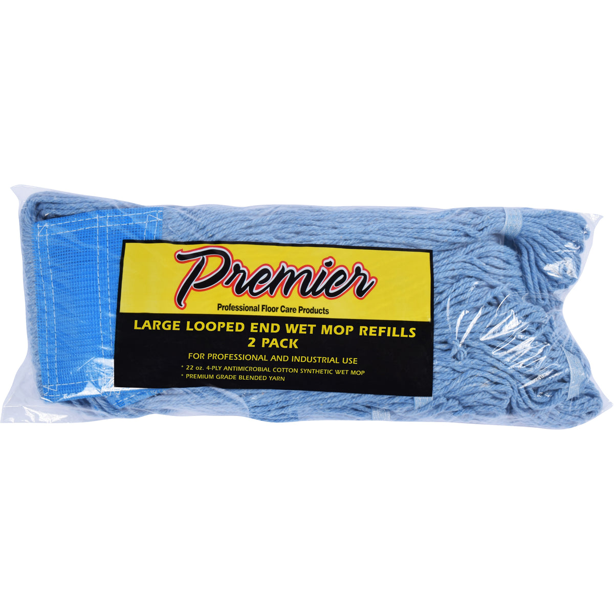 Premier Wet Mop Refill, Cotton, Large Looped End, Blue, 2 ct - product image 1