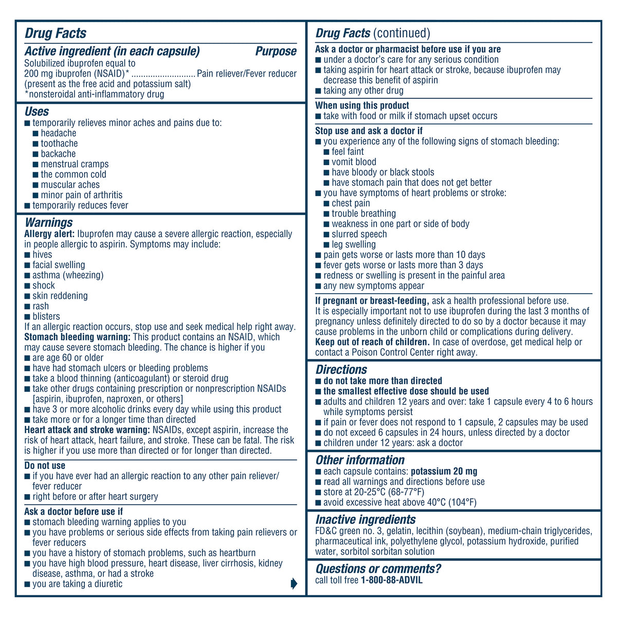 Advil Liqui-Gels Ibuprofen, Dispenser Pack, 200 mg, 2 Liquid Filled Capsules, 50 ct - product image 4
