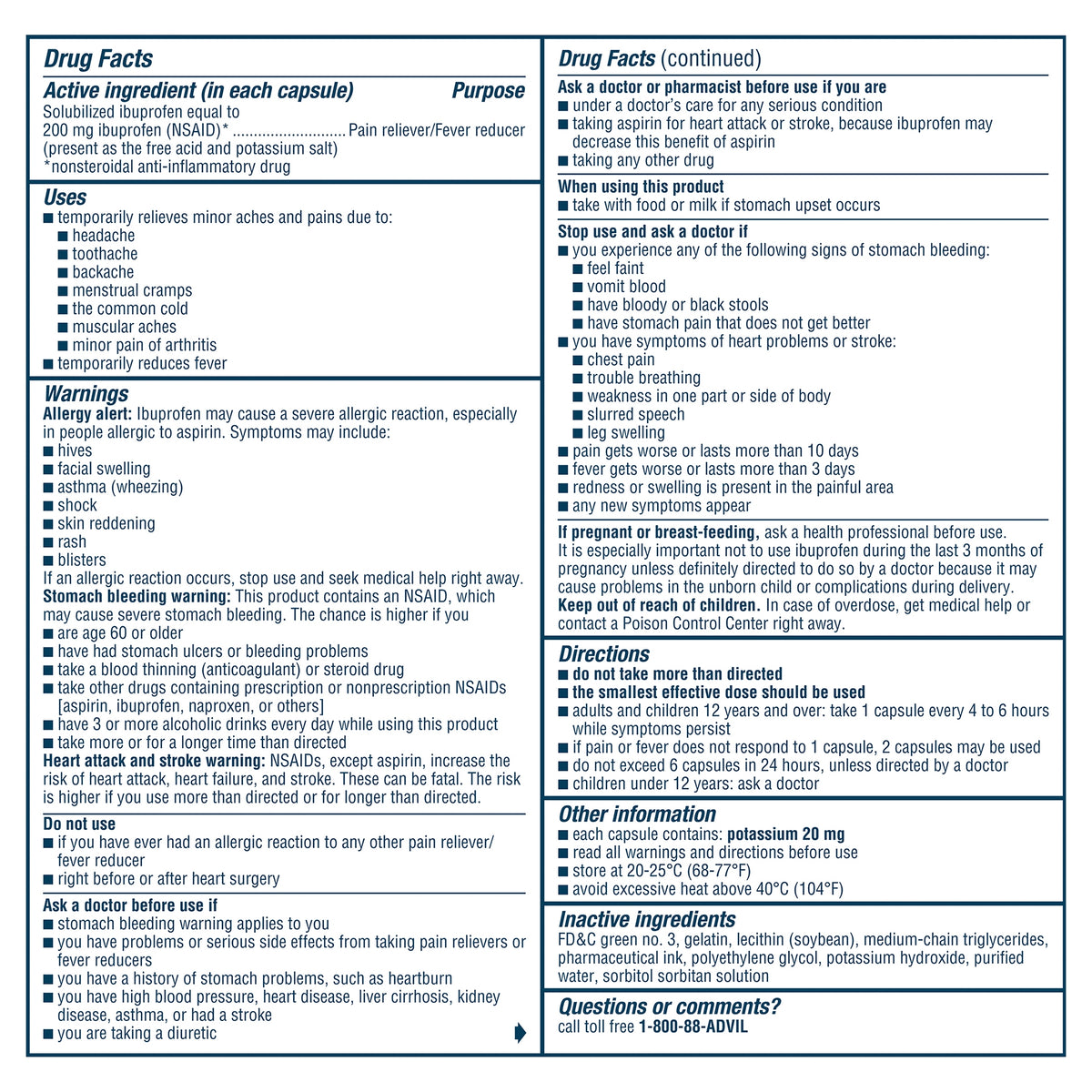 Advil Liqui-Gels Ibuprofen, Dispenser Pack, 200 mg, 2 Liquid Filled Capsules, 50 ct - product image 2
