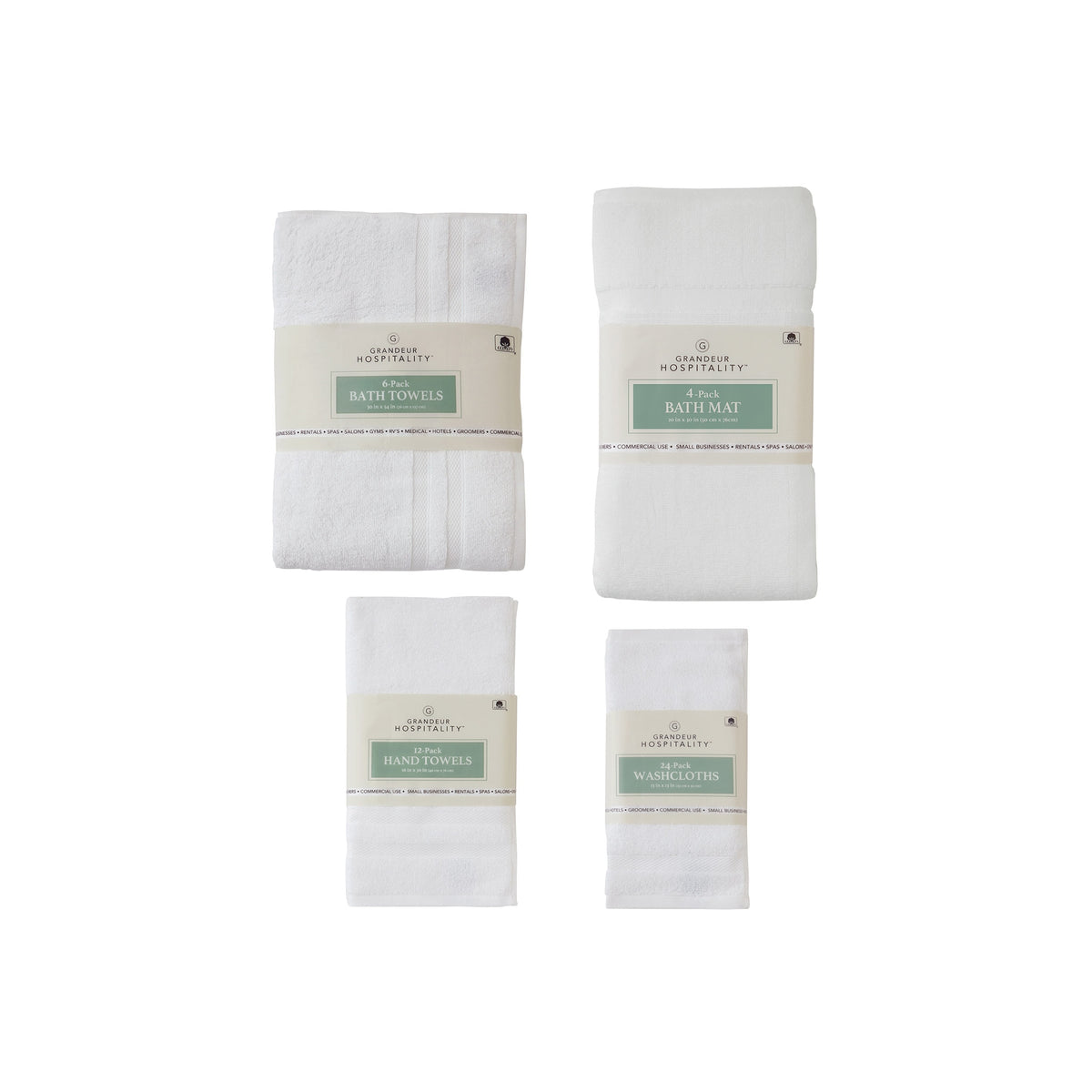 Grandeur Hospitality 100% Cotton Bath Towels, White, 6 ct - product image 3