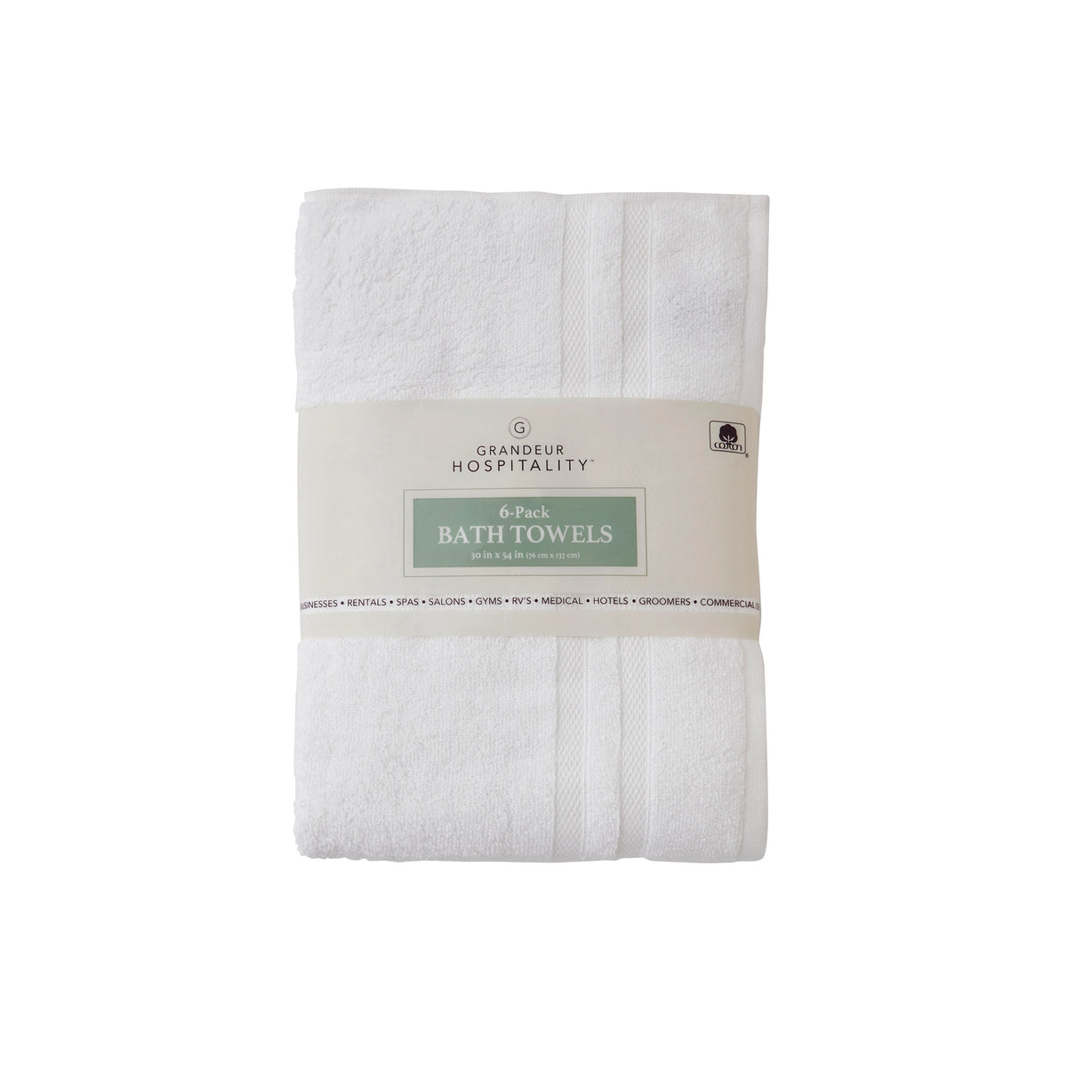 Grandeur Hospitality 100% Cotton Bath Towels, White, 6 ct - product image 8
