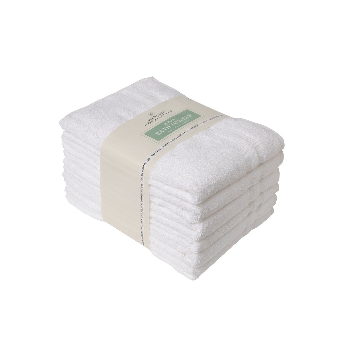 Grandeur Hospitality 100% Cotton Bath Towels, White, 6 ct - product image 9