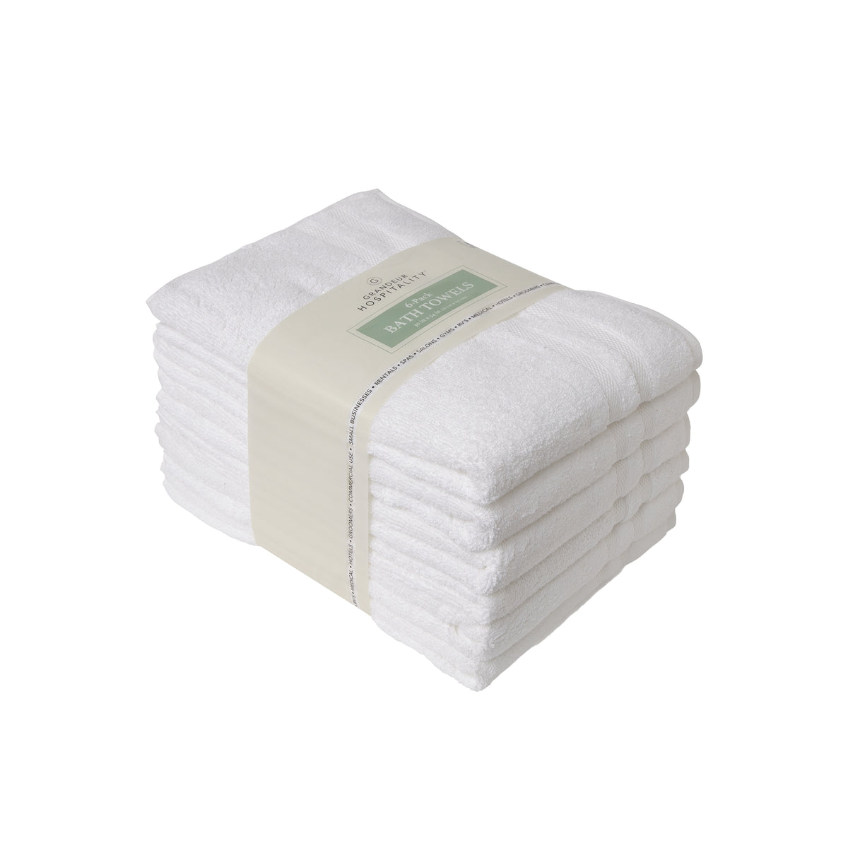 Grandeur Hospitality 100% Cotton Bath Towels, White, 6 ct - product image 2
