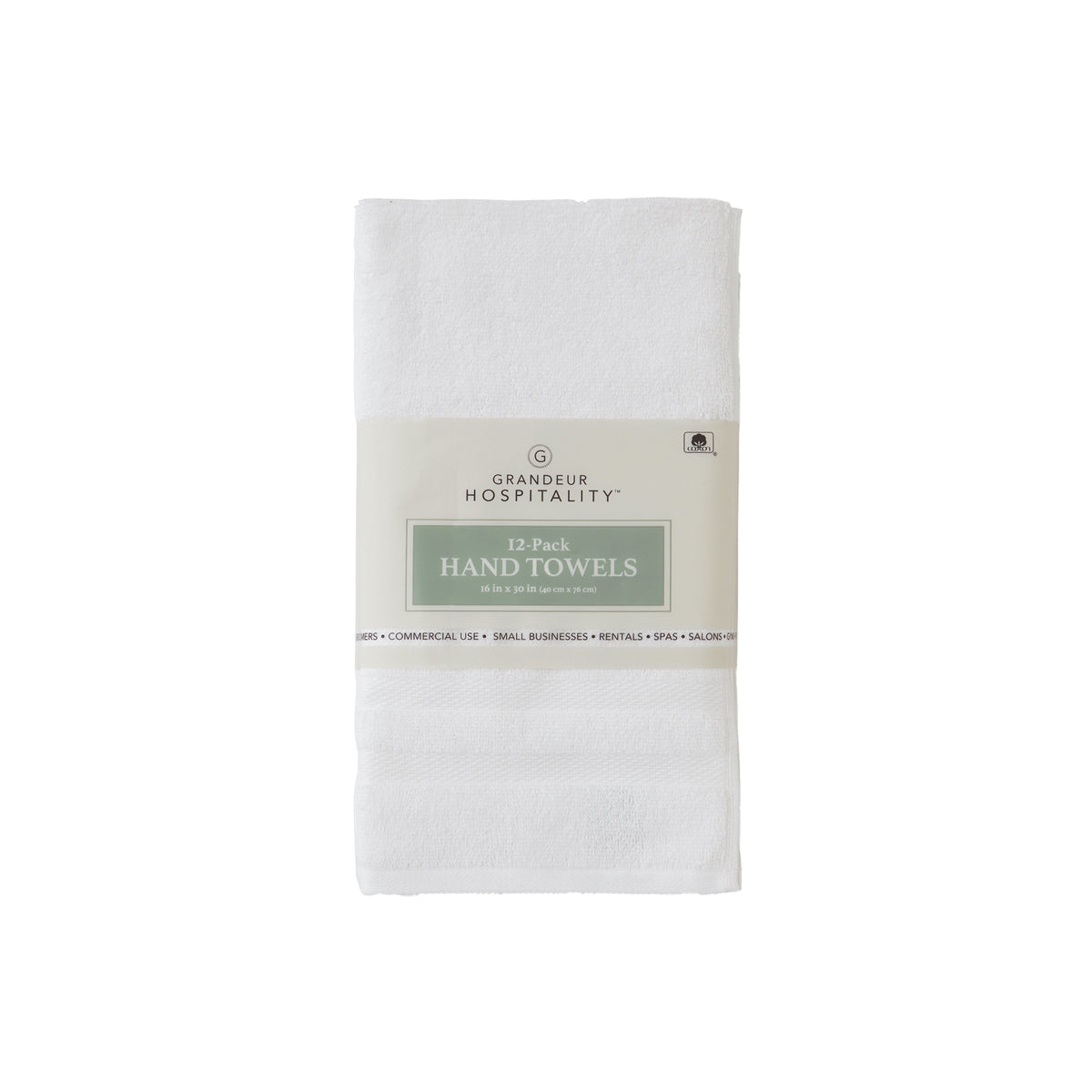 Grandeur Hospitality 100% Cotton Hand Towels, White, 12 ct - product image 1