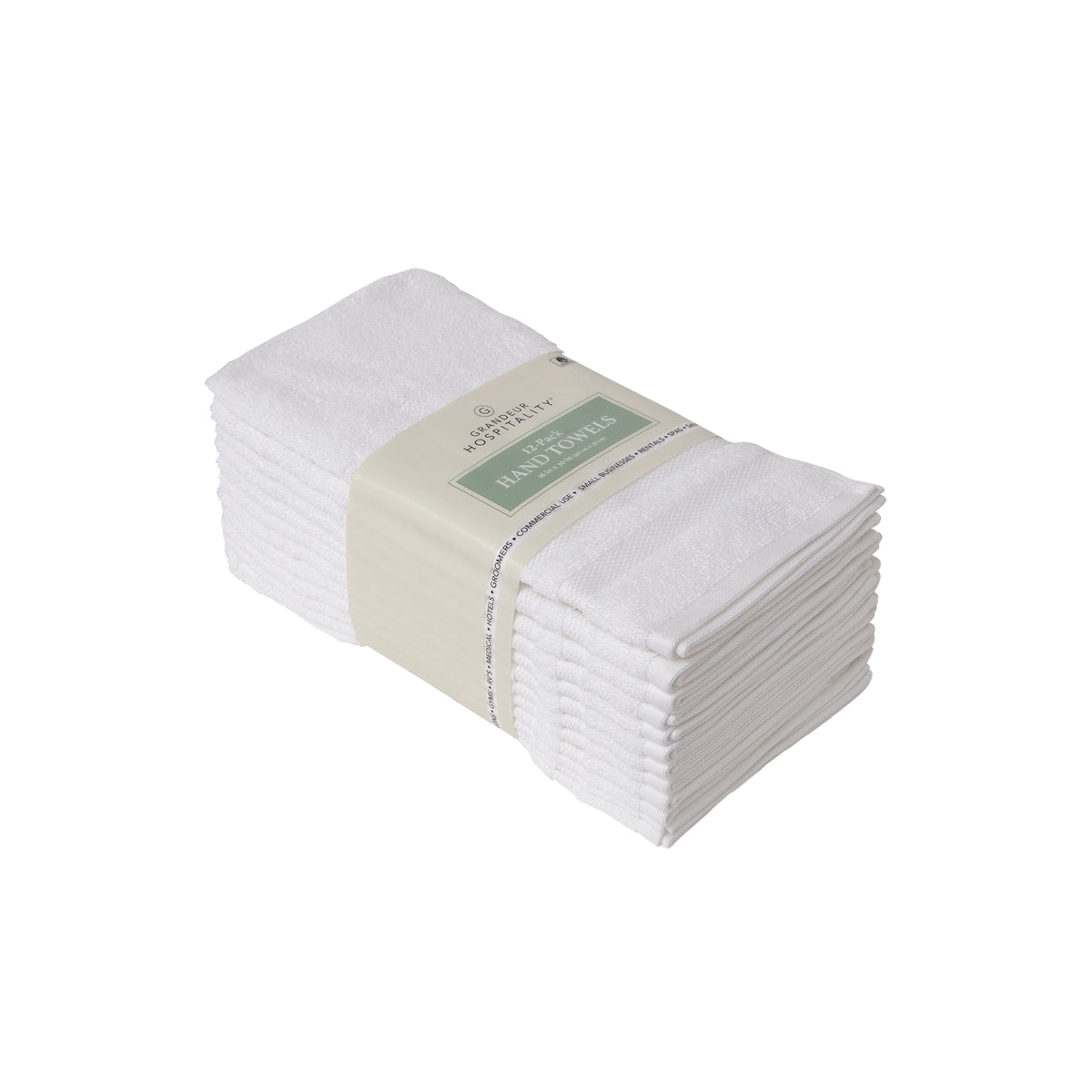 Grandeur Hospitality 100% Cotton Hand Towels, White, 12 ct - product image 2