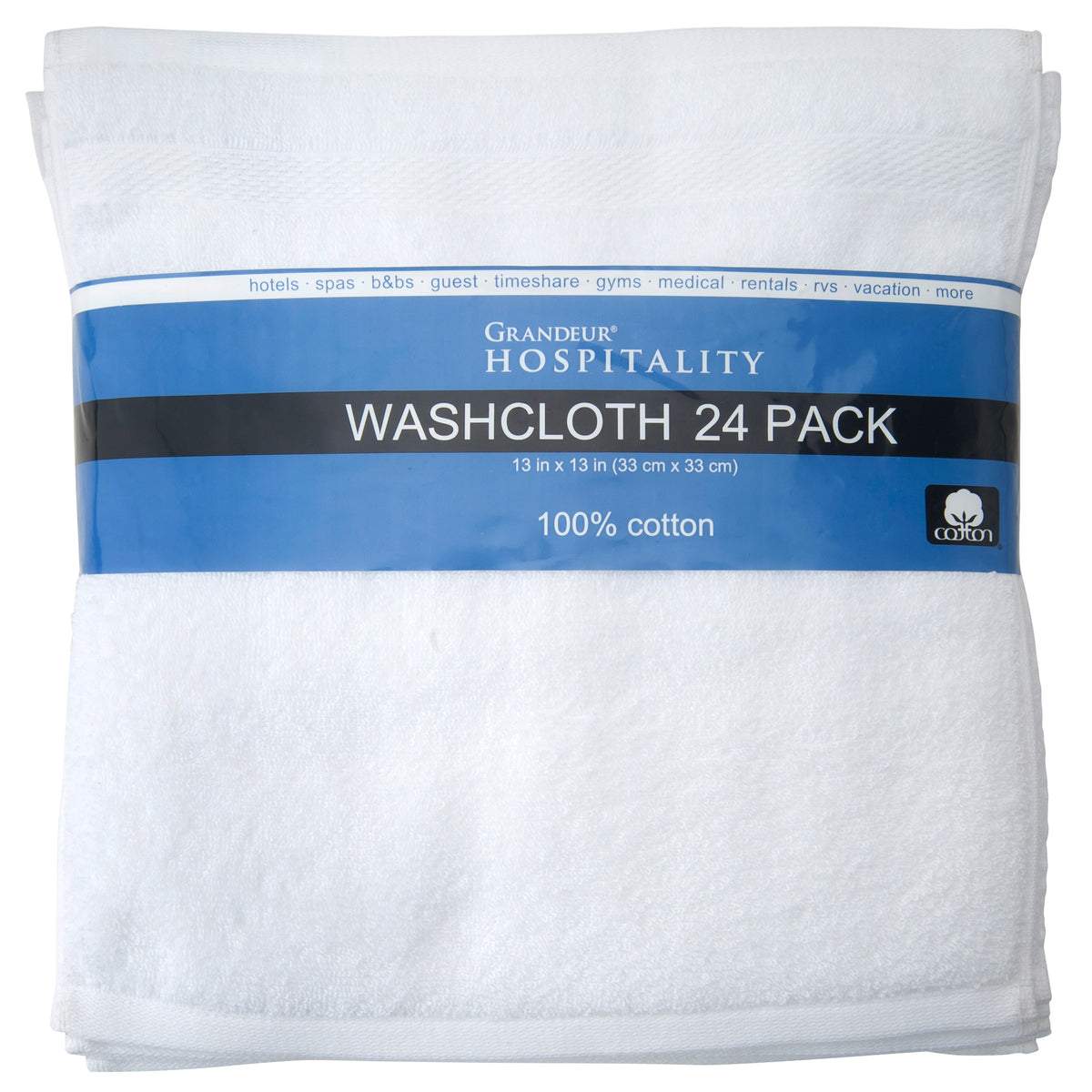 Grandeur Hospitality 100% Cotton Washcloths, White, 24 ct - product image 5