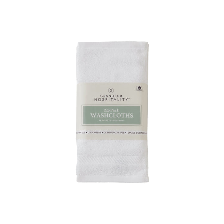 Grandeur Hospitality 100% Cotton Washcloths, White, 24 ct - product image 1