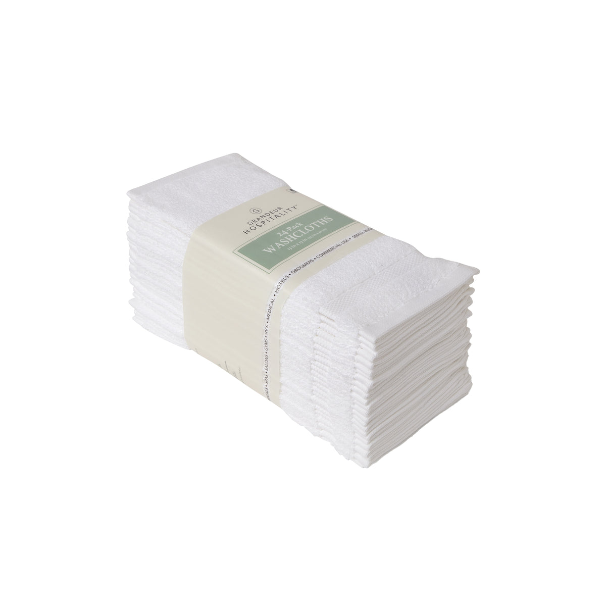 Grandeur Hospitality 100% Cotton Washcloths, White, 24 ct - product image 2