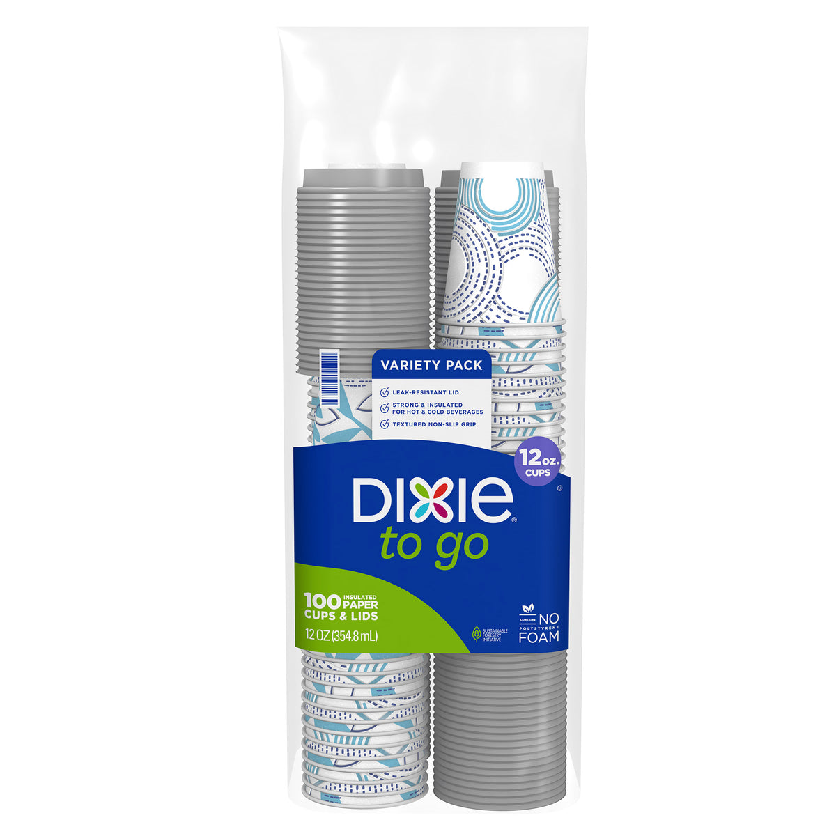 Dixie To Go Insulated Paper Hot or Cold Cups & Lids, Variety Pack, 12 oz, 100 ct - product image 5