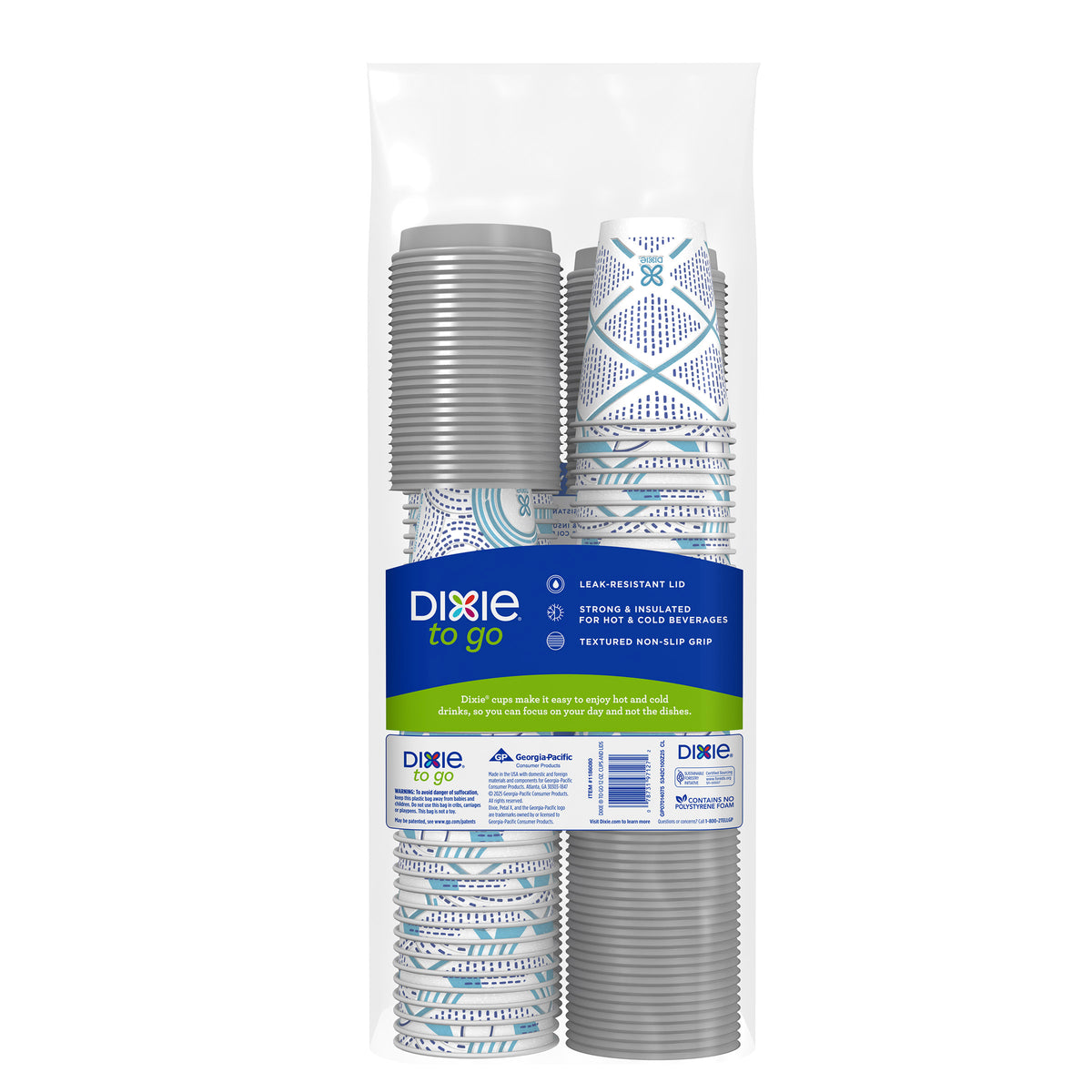 Dixie To Go Insulated Paper Hot or Cold Cups & Lids, Variety Pack, 12 oz, 100 ct - product image 9