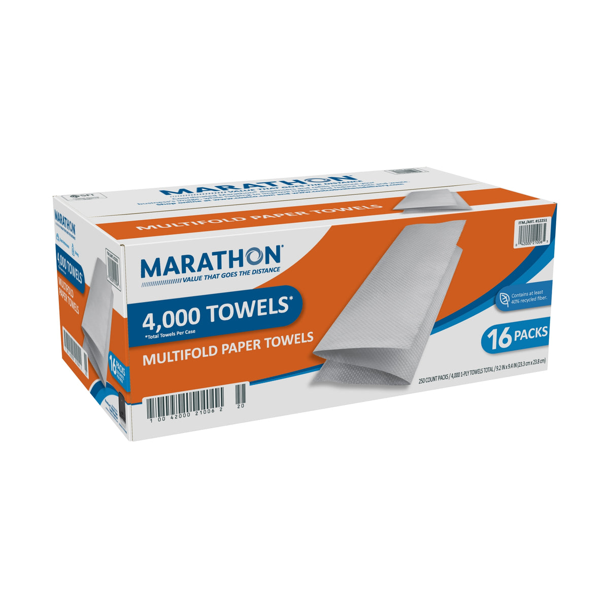 Marathon Multifold Paper Towels, 1-Ply, White, 4000 ct - product image 1