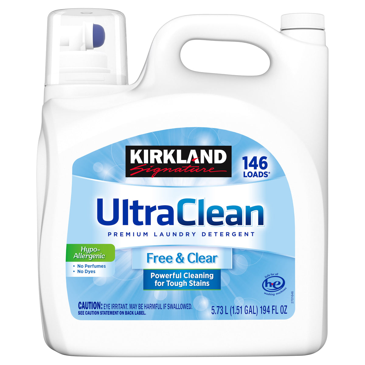 Kirkland Signature Liquid Laundry Detergent, Ultra Clean Free and Clear, HE Compatible, Unscented, 146 Loads, 194 fl oz - product image 3