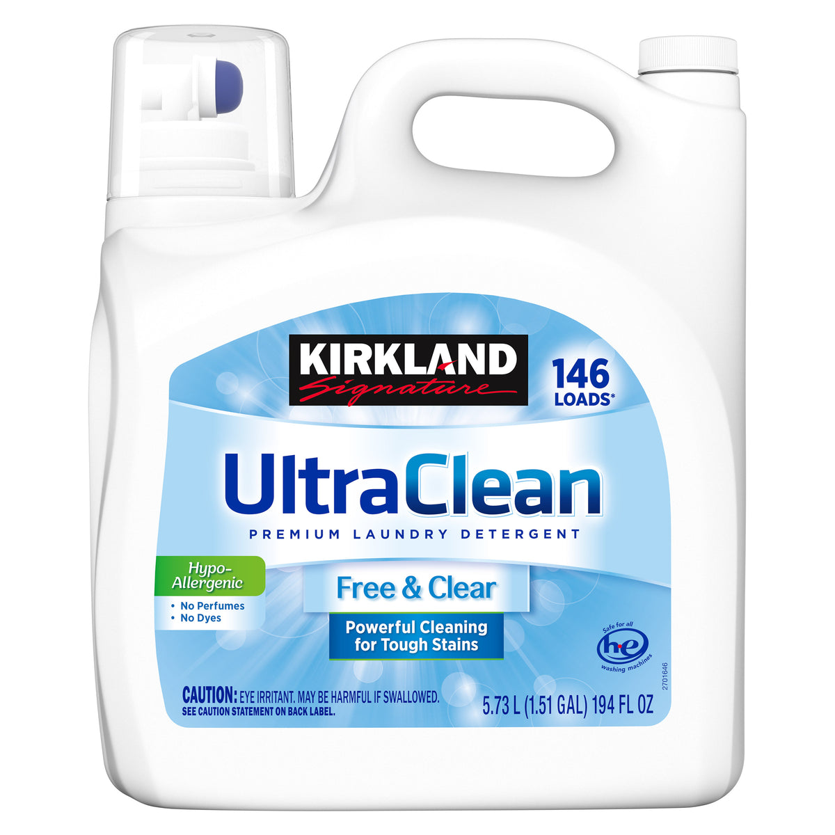 Kirkland Signature Liquid Laundry Detergent, Ultra Clean Free and Clear, HE Compatible, Unscented, 146 Loads, 194 fl oz - product image 5