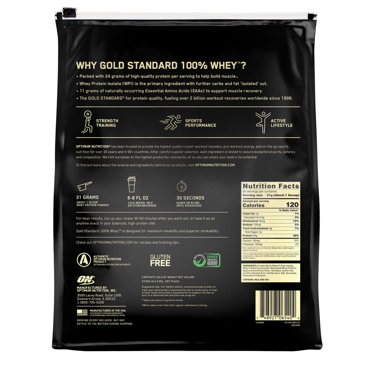 Optimum Nutrition Gold Standard 100% Whey Protein Powder, 24g Protein, 80 Servings, Vanilla - product image 4