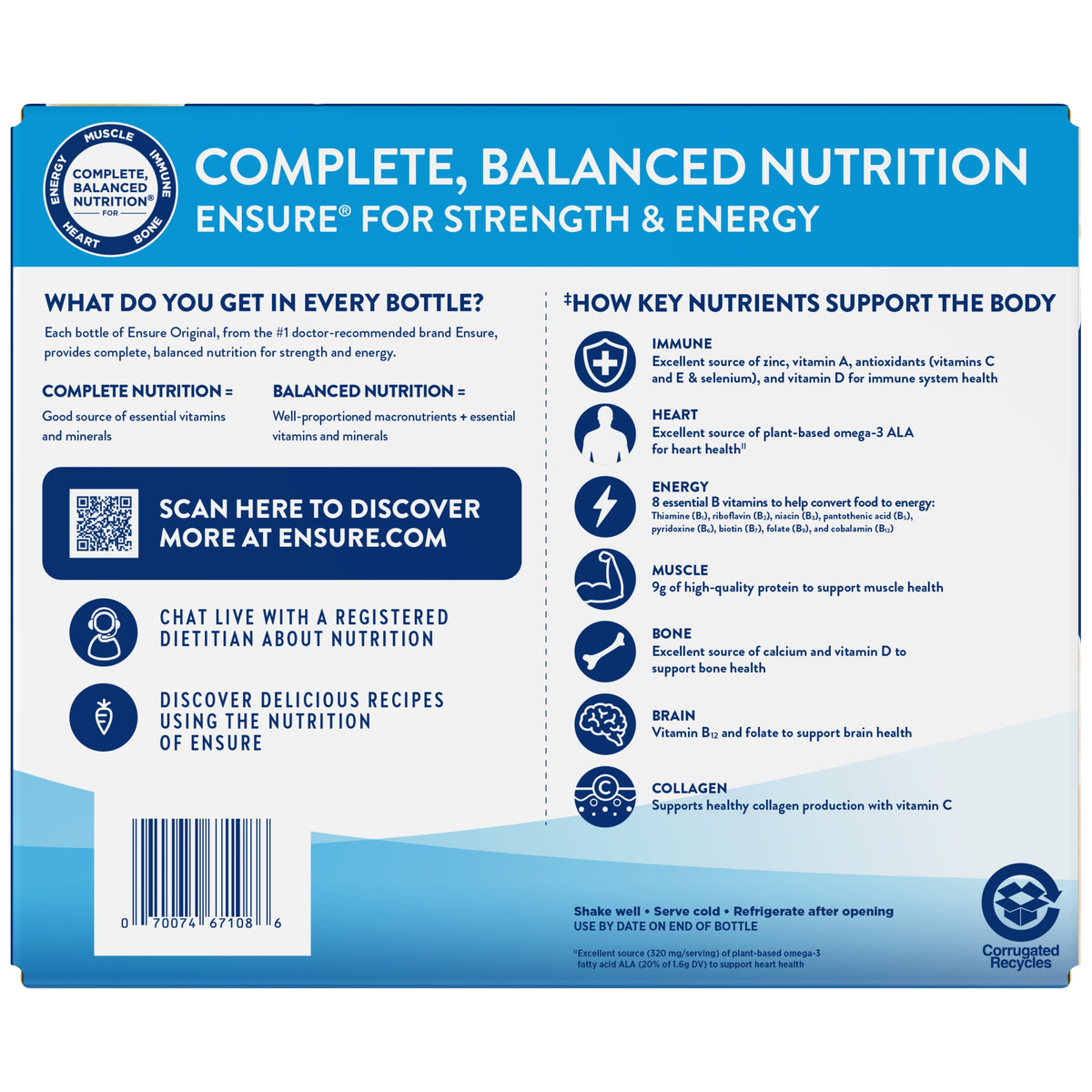 Ensure Original Nutrition Shake, Vanilla, 8 fl oz, 30 ct - product image 6