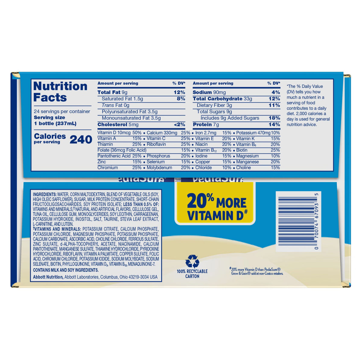 PediaSure Grow & Gain OptiGRO Plus Shake, Vanilla, 8 fl oz, 24 ct - image 4