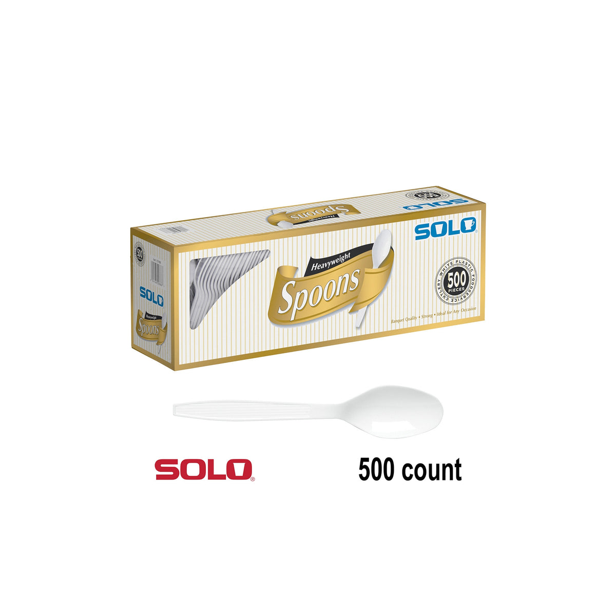 Solo Plastic Spoon, Heavyweight, White, 500 ct - product image 4
