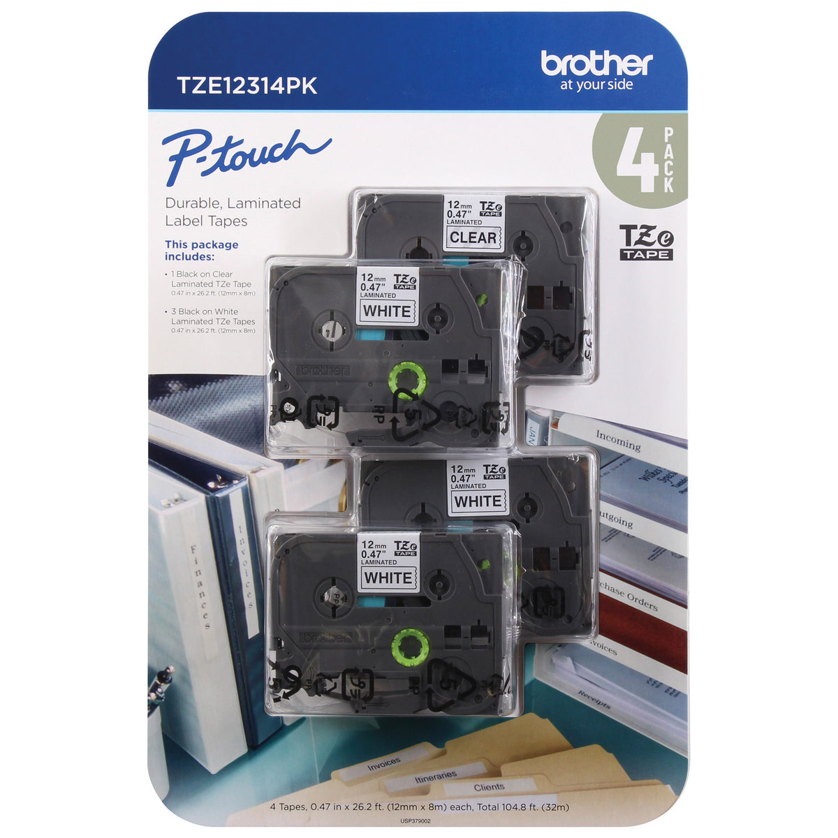 Brother P-Touch TZE Label Tape, 0.47"W x 26.2'L, 4 ct - product image 9