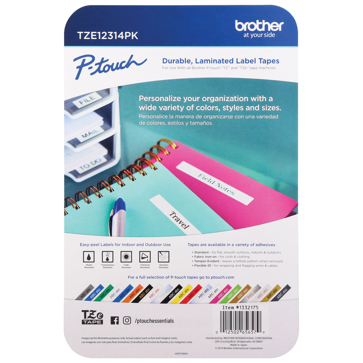 Brother P-Touch TZE Label Tape, 0.47"W x 26.2'L, 4 ct - product image 4