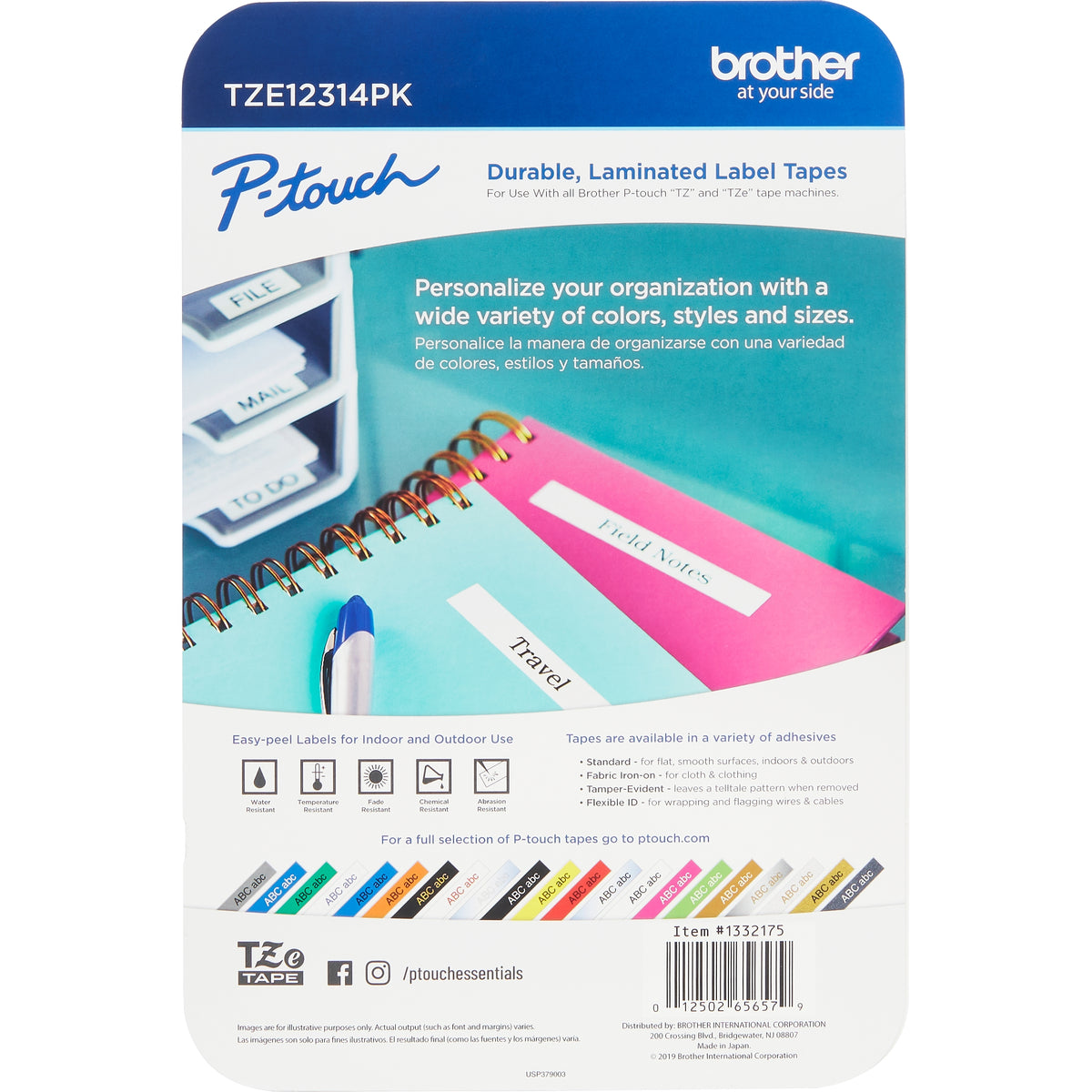 Brother P-Touch TZE Label Tape, 0.47"W x 26.2'L, 4 ct - product image 2