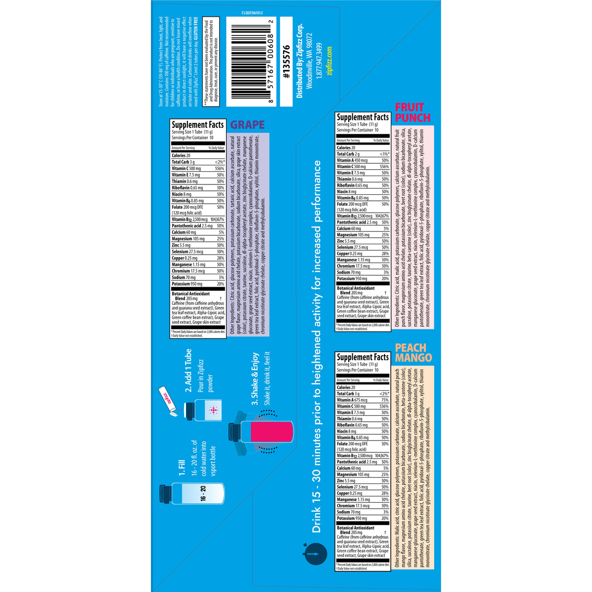 Zipfizz Vitamin Energy Hydration Drink Mix, Variety Pack, 30 ct - product image 3