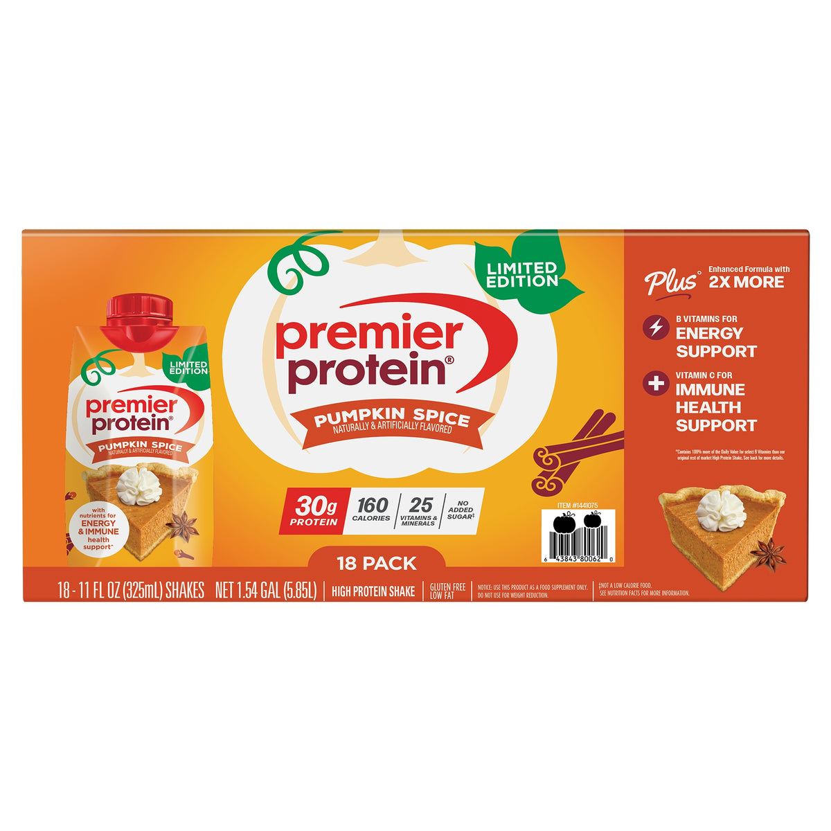 Premier Protein Shake, 30g Protein, Limited Edition Pumpkin Spice, 11 fl oz, 18 ct - product image 4