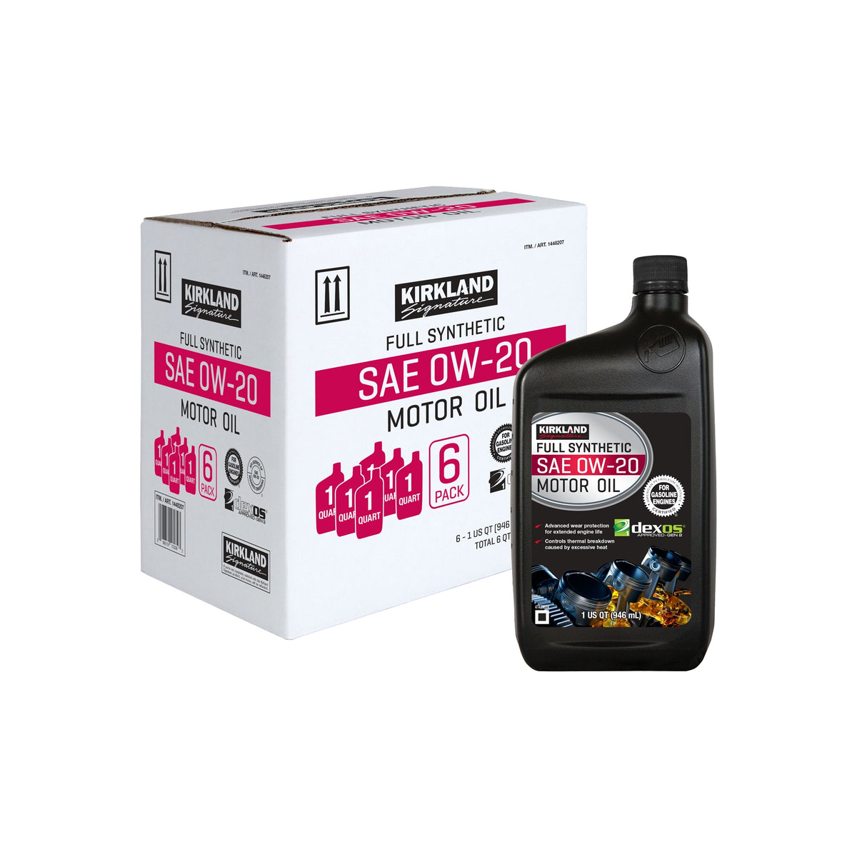 Kirkland Signature SAE 0W-20 Full Synthetic Motor Oil, 1 Quart, 6 ct - product image 2