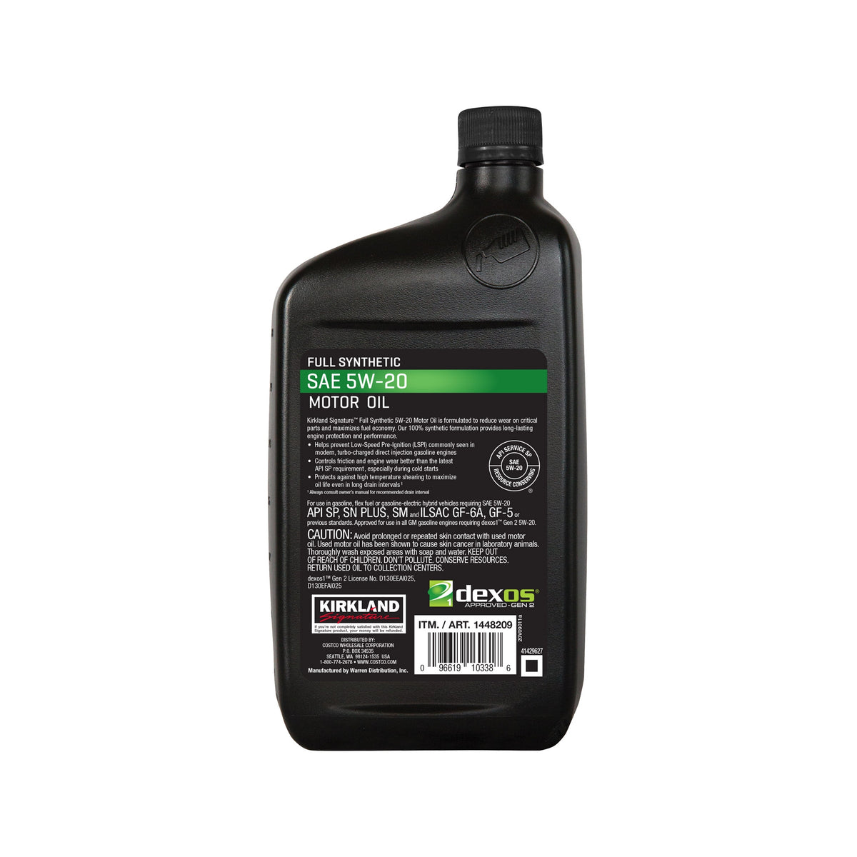 Kirkland Signature SAE 5W-20 Full Synthetic Motor Oil, 1 Quart, 6 ct - product image 9